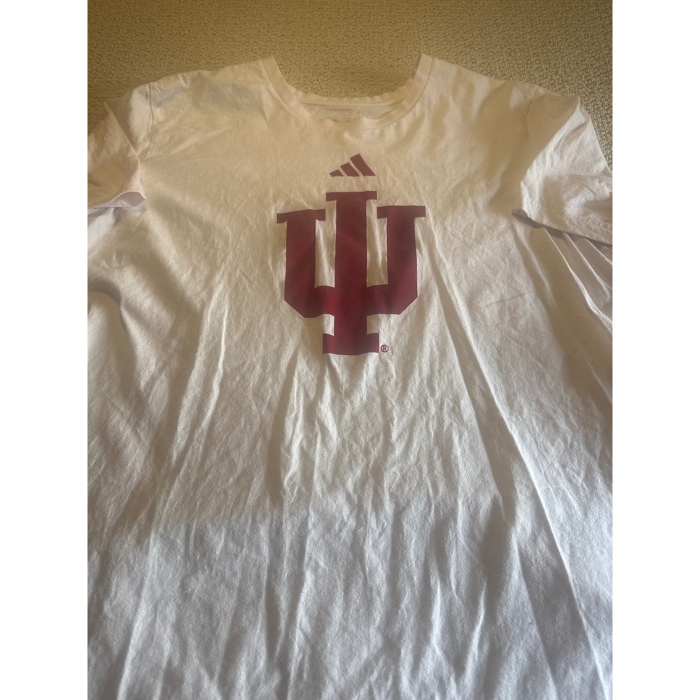 Adidas Indiana University IU Hoosiers Graphic T-Shirt White Crimson Mens 2XL